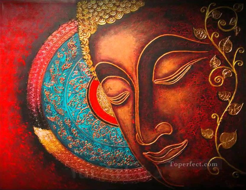 Buddha head decor in gold Buddhism Oil Paintings